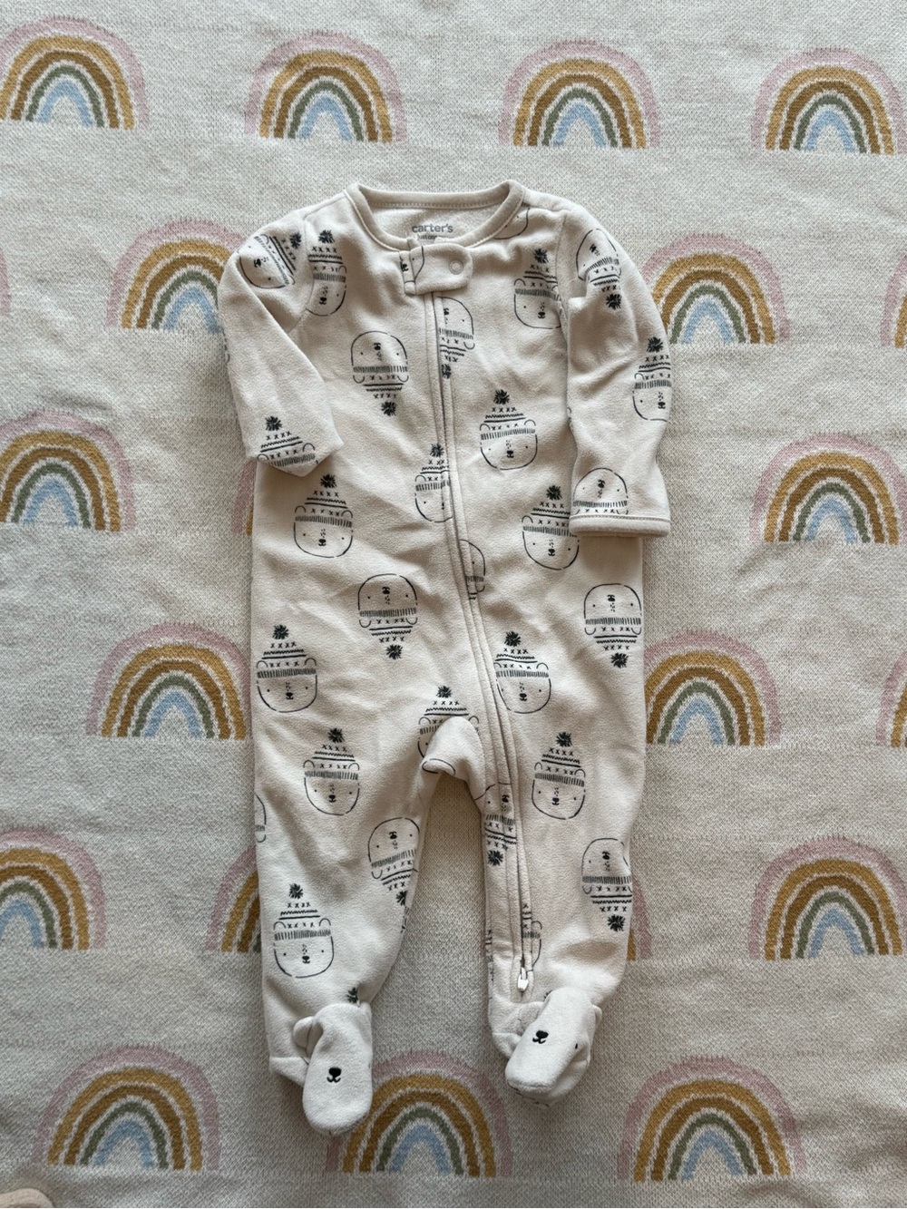 Carter's Cream Footed Baby One-Piece with Bear Print 6M